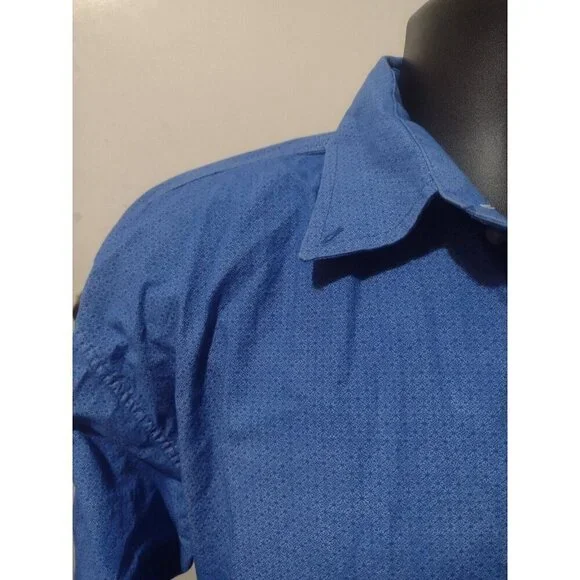 Rafter C Mens Button Down Shirt Blue All Over Print Golf Shirt Long Sleeve XL - Picture 6 of 14